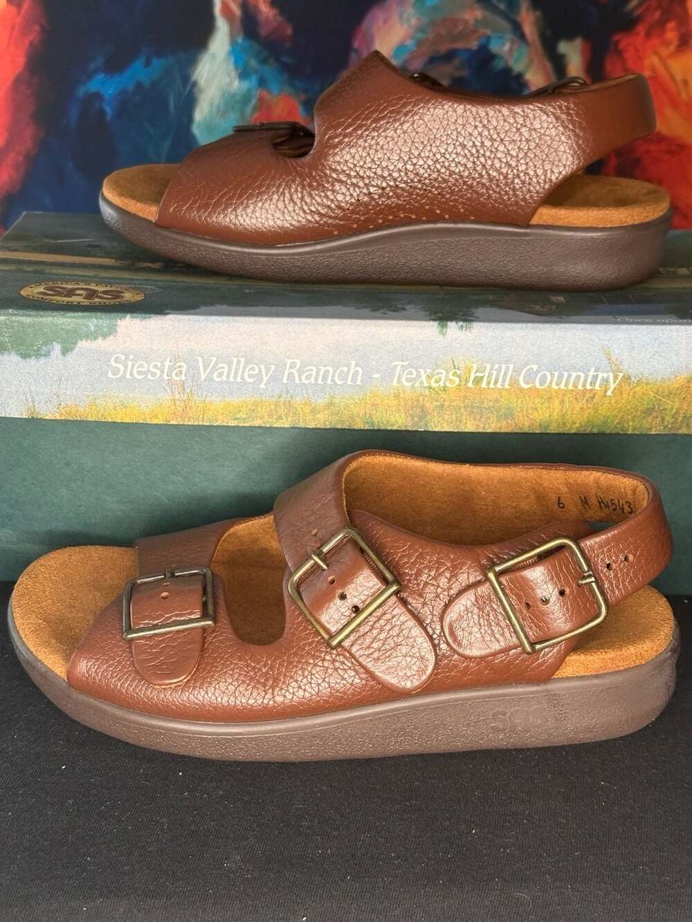 SAS Relaxed Amber Leather Comfort Sandals Women's Size 6 M - Picture 4 of 7